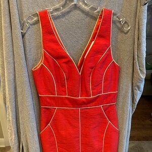 Trina Turk Los Angeles Dress Waist Sleeveless in Red Size 6 Fit And Flare
